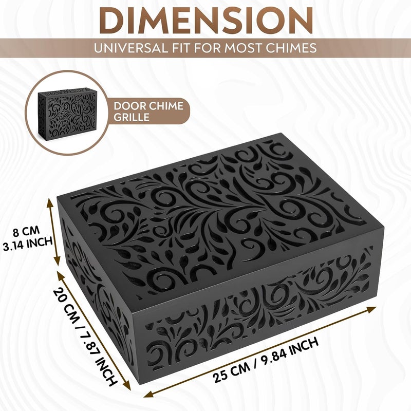 PELSSEL Black Decorative Doorbell Cover Box,Weather Protection Housing Modern Black – Sleek Wall-Mounted Decorative Door Bell Cover Plate – Noise-Reducing (large seize (9.84” x 7.87” x 3.15”)) - Image 2